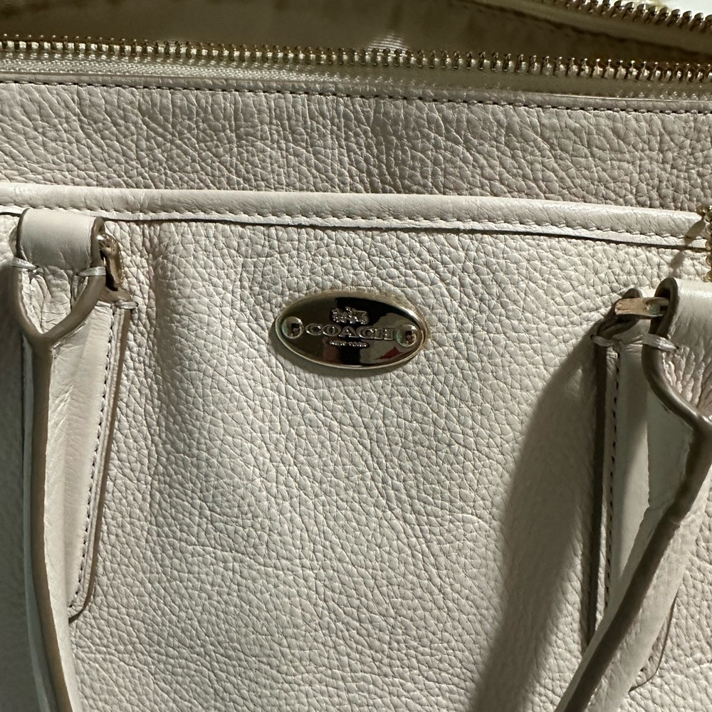 Coach White Leather Tote Bag